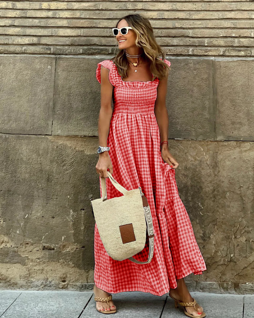 Damira | Damen-Maxikleid mit gerafftem Oberteil