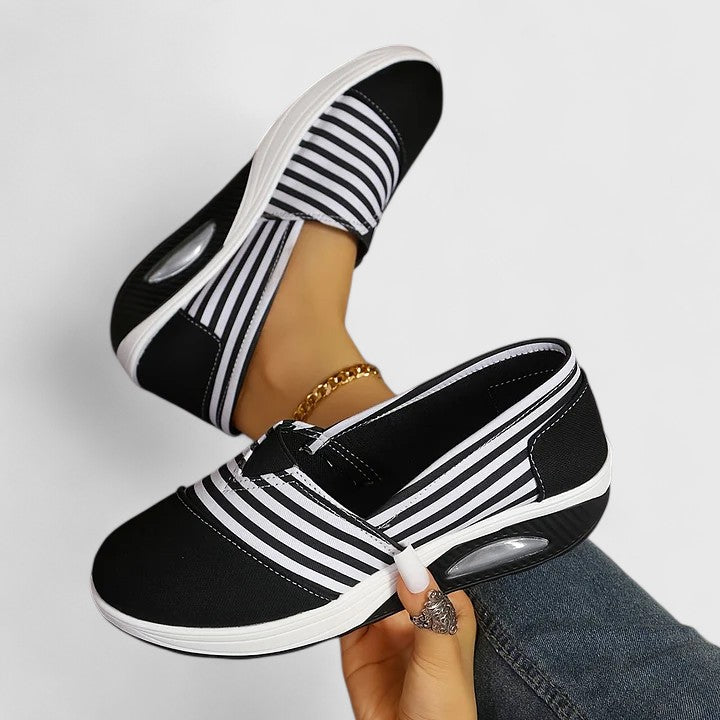 Jana | Damen orthopädische Slip-On Sneaker mit Streifen Muster