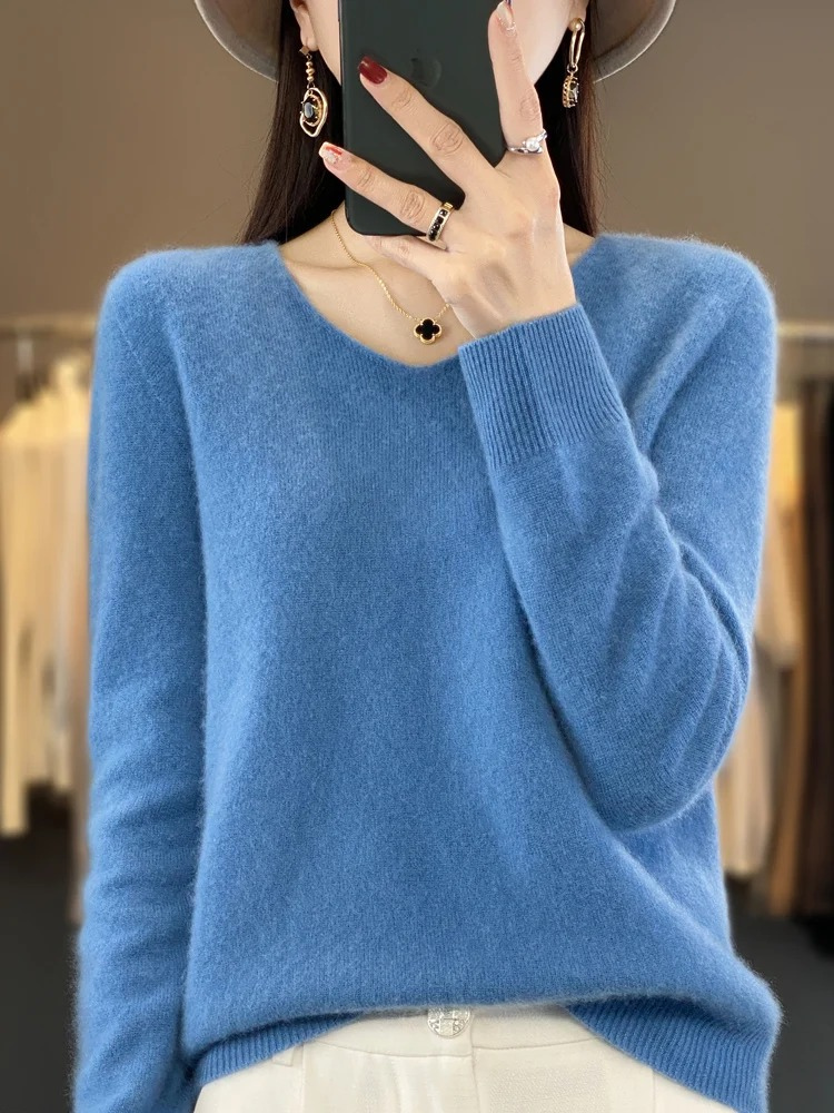 Jamila | Damen Cashmere Pullover mit elegantem V-Ausschnitt