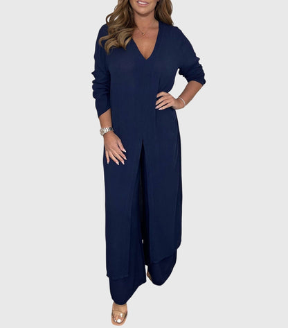 Melina | Two-piece set with long top and straight trousers