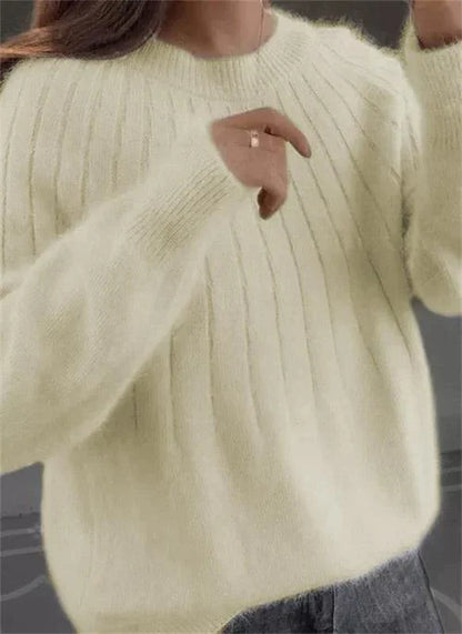 Melanie | Flauschiger Strickpullover aus Kaschmir mit Rippstruktur