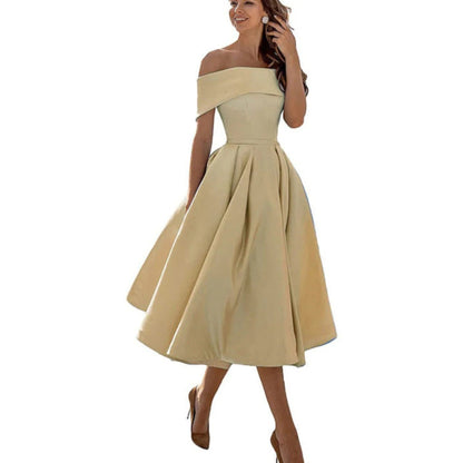 Daniela | Damen Midikleid mit schulterfreiem Ausschnitt und weitem Rock