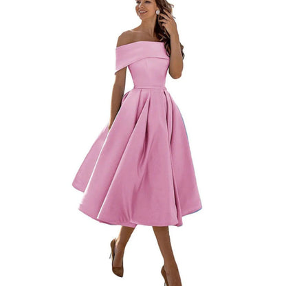 Daniela | Damen Midikleid mit schulterfreiem Ausschnitt und weitem Rock