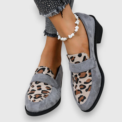 Brina | Damen comfortable Slip-On Loafer mit Leo Muster vorn