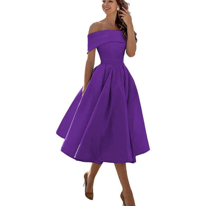 Daniela | Damen Midikleid mit schulterfreiem Ausschnitt und weitem Rock