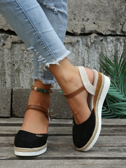 Naomi | Women's Espadrille Platform Sandals with Metallic Accent