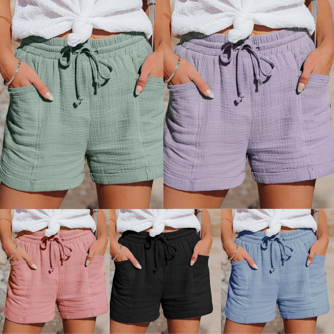 Liora | Baumwoll kurze Hose mit Kordelzug und Taschen