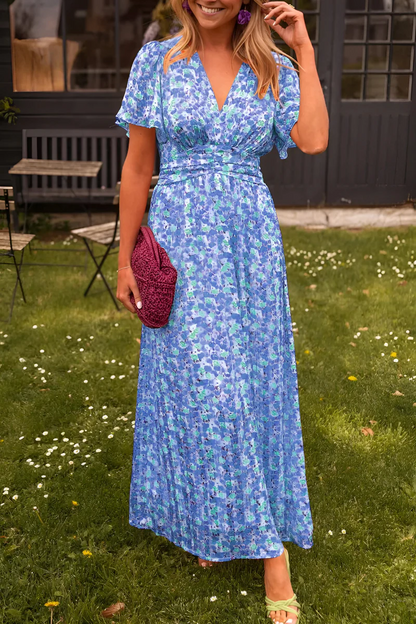 Yvonne | Damen Maxikleid mit floralem Print und taillierter Form