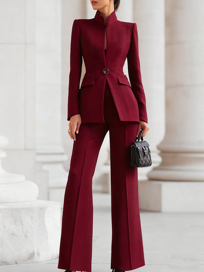 Marlene | Damen Blazer Set mit tailliertem Schnitt und weiter Hose