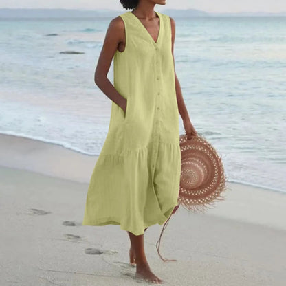 Kleid mit V-Ausschnitt, luftigem Schnitt und zeitlosem Design