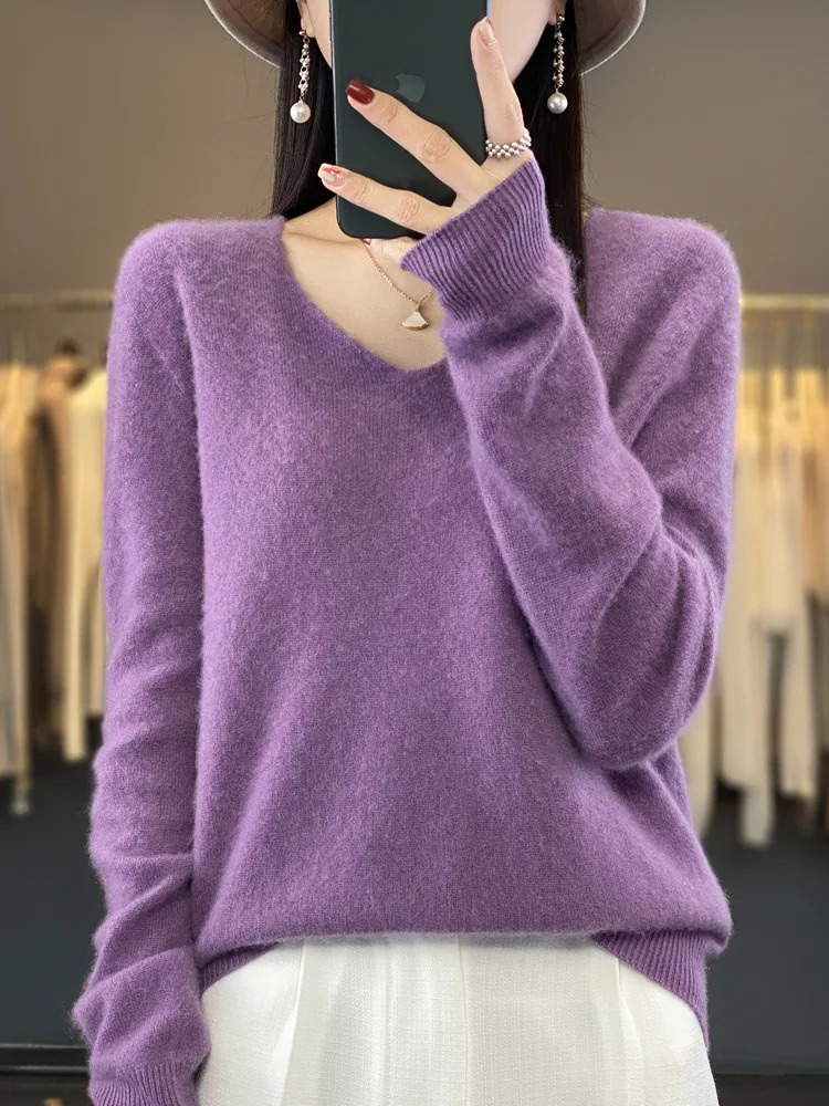 Jamila | Damen Cashmere Pullover mit elegantem V-Ausschnitt