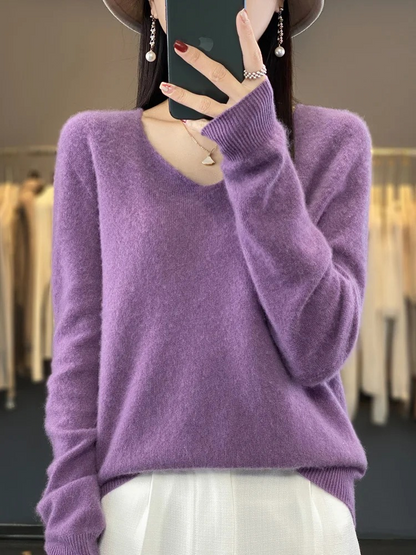 Jamila | Damen Cashmere Pullover mit elegantem V-Ausschnitt