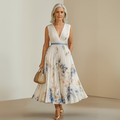 Jamira | Damen Maxikleid mit V Ausschnitt und fließendem Schnitt