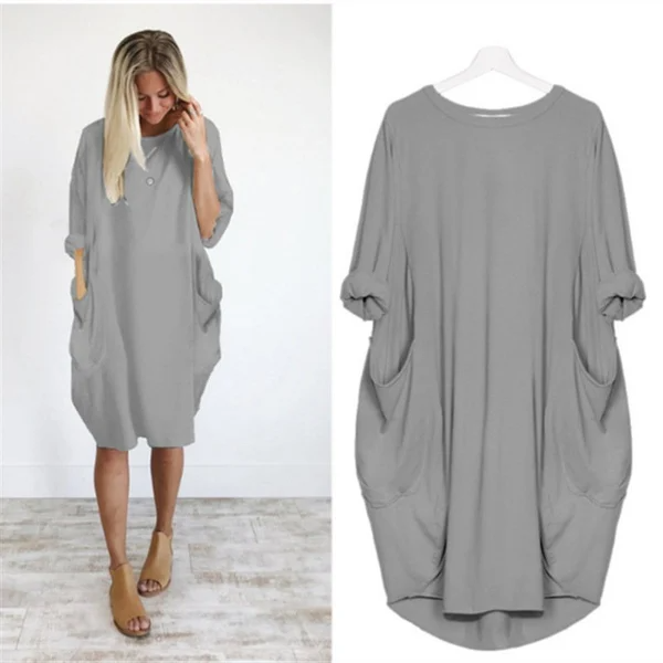 Gisla | Lässiges Damen Kleid mit Taschen und weiten Ärmeln