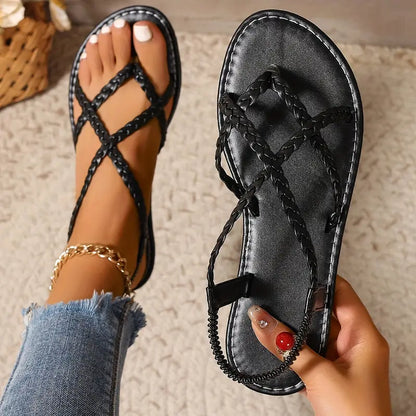 Viktoria | Sandali primaverili da donna con cinturini intrecciati e suola