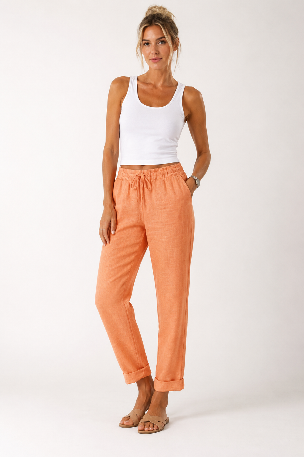Polina | Women's trousers with elasticated waistband and drawstring | Relaxed fit