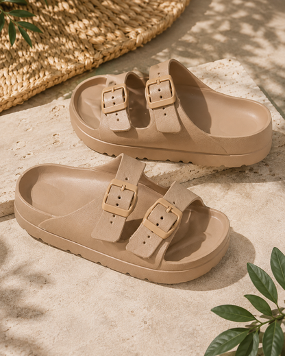 Greta | Damen Slides mit doppelter Schnalle und Fußgewölbestütze
