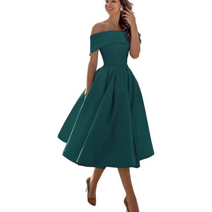 Daniela | Damen Midikleid mit schulterfreiem Ausschnitt und weitem Rock