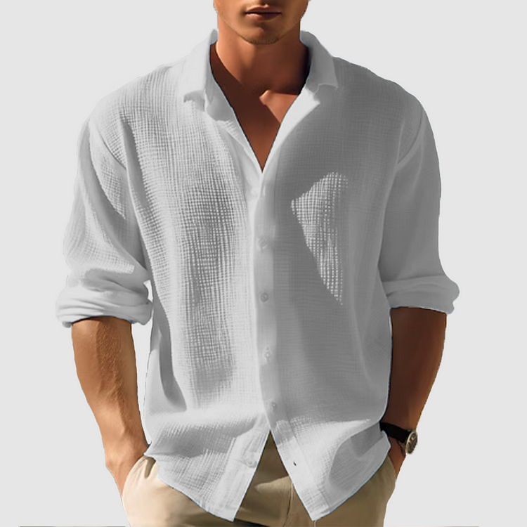 Bastian | Camicia classica da uomo a maniche lunghe con abbottonatura | Colletto