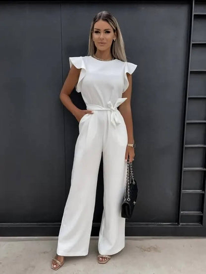 Delina | Moderner Damen-Jumpsuit mit Rüschenärmeln | figurbetonter Passform