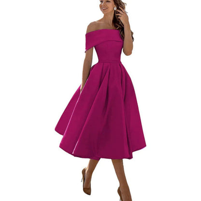 Daniela | Damen Midikleid mit schulterfreiem Ausschnitt und weitem Rock