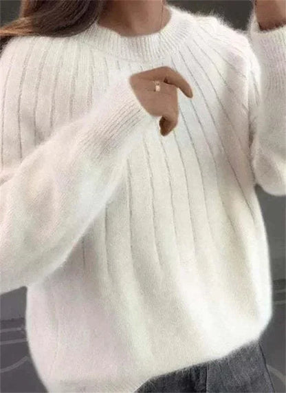 Melanie | Flauschiger Strickpullover aus Kaschmir mit Rippstruktur