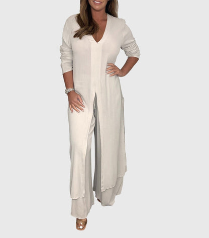Melina | Two-piece set with long top and straight trousers