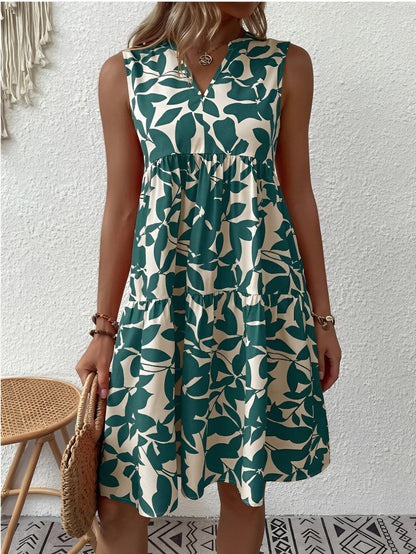 Mathilda | Damen stilvolles Kleid mit V Ausschnitt und Muster