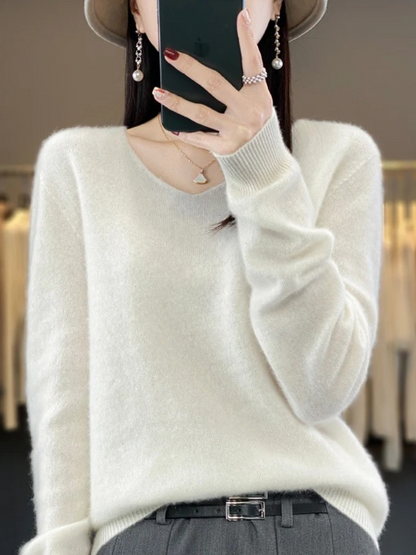 Jamila | Damen Cashmere Pullover mit elegantem V-Ausschnitt