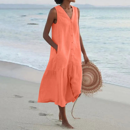 Kleid mit V-Ausschnitt, luftigem Schnitt und zeitlosem Design