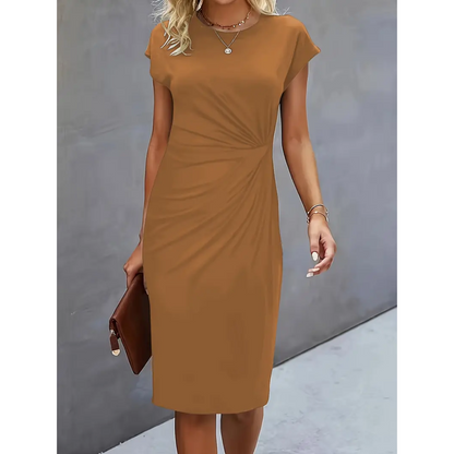 Jasmina |Figurbetontes Midikleid mit kurzen Ärmeln | Midi