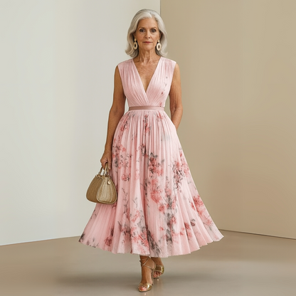 Jamira | Damen Maxikleid mit V Ausschnitt und fließendem Schnitt