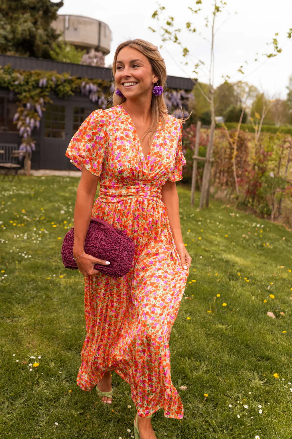 Yvonne | Damen Maxikleid mit floralem Print und taillierter Form