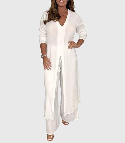 Melina | Two-piece set with long top and straight trousers