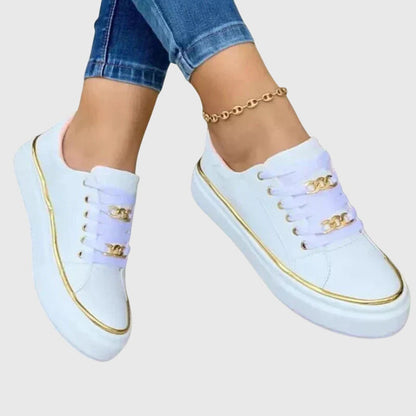 Arwina | Damen Sneaker aus Samt mit Schnürung | Metallische Details