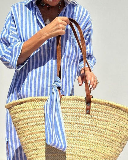 Edda | Women's striped summer shirt dress with buttons | Relaxed fit