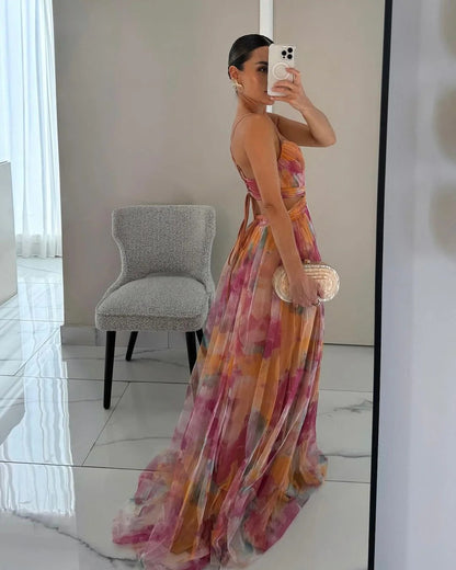 Langes Damenkleid Ella – Sommerkleid mit Blumenmuster