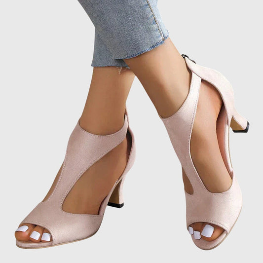 Anika | Damen Pumps mit Cutout und offener Spitze und Absatz