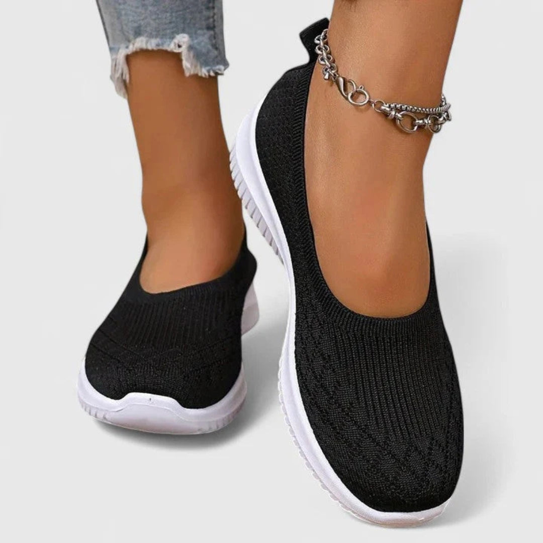 Johanna | Damen Slip-on Ballerinas mit Strick und leichter Sohle