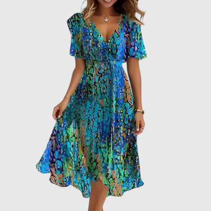 Bianca | Vestito midi da donna con motivo floreale e scollo a V