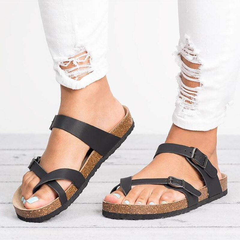 Romane | Orthopädische Sandalen mit Schnallenriemen und Korksohle