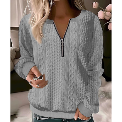 Monika | Eleganter Damen Pullover mit Reißverschluss
