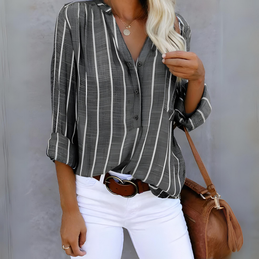 Delia | Fashionable women's blouse with long sleeves | Button placket
