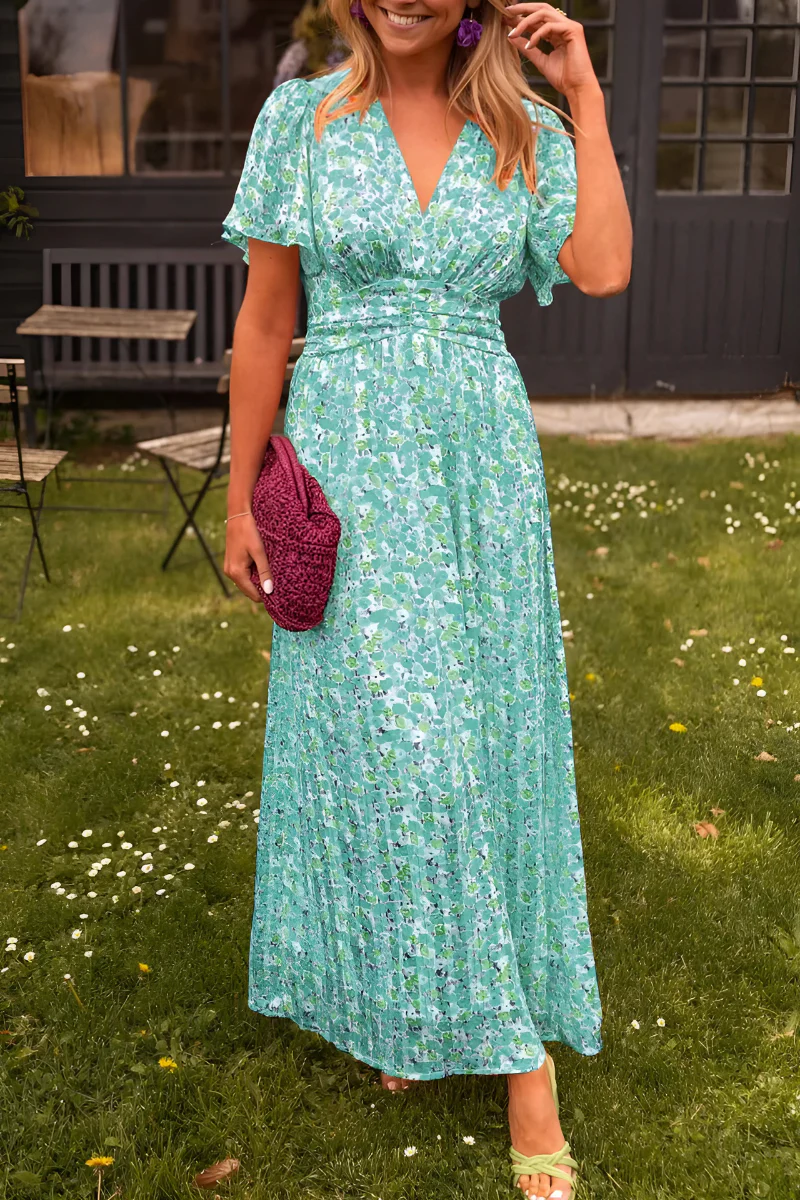 Yvonne | Damen Maxikleid mit floralem Print und taillierter Form