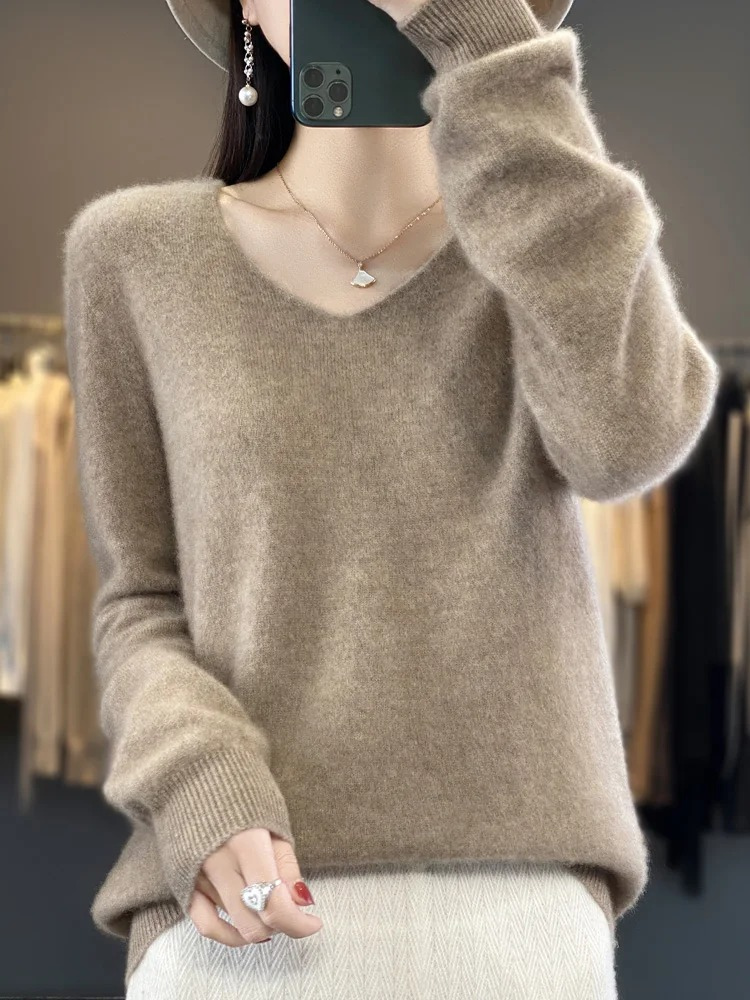 Jamila | Damen Cashmere Pullover mit elegantem V-Ausschnitt