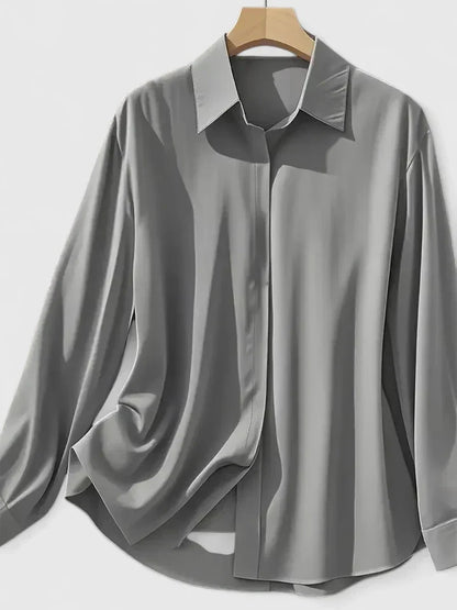 Katharina | Women's satin blouse with button placket and collar