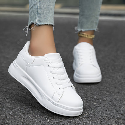 Carla | Damen weiße Ledersneaker mit Schnürung