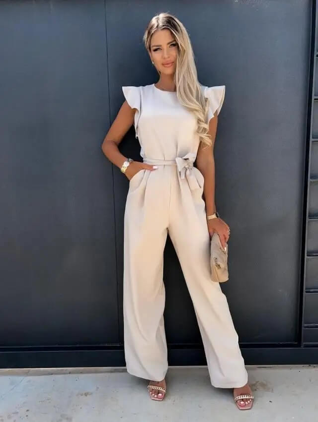 Delina | Moderner Damen-Jumpsuit mit Rüschenärmeln | figurbetonter Passform