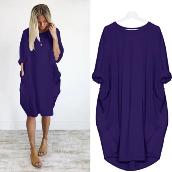 Gisla | Lässiges Damen Kleid mit Taschen und weiten Ärmeln