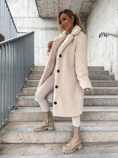 Anna | Plüsch-Trenchcoat in langer Passform